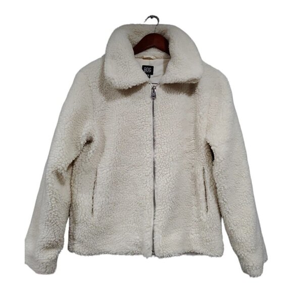 Medium Jackets & Blazers - BDG Urban Outfitters Women's Cream Full-zip Sherpa Jacket Pockets Size M